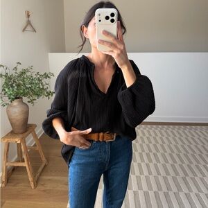 Nation LTD Black Cotton Gauze Blouse – Size S (Made in USA)